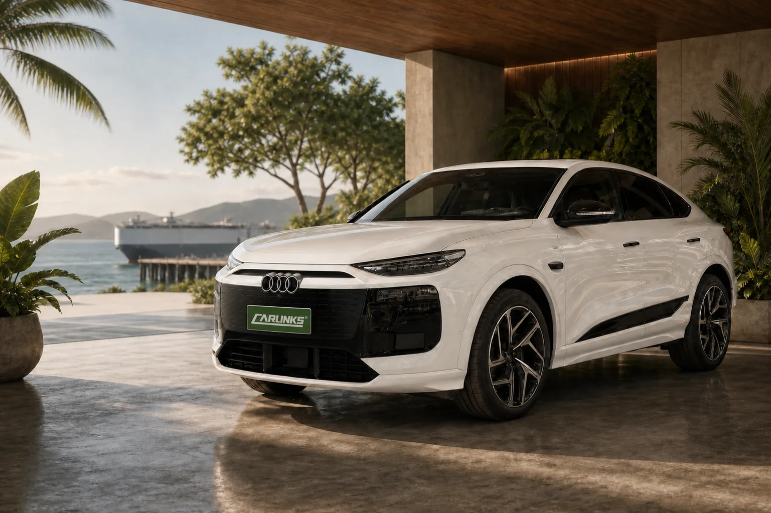 SUV eléctrico en entrega tropical